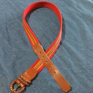 Red canvas and leather belt by Talbot's, Large
